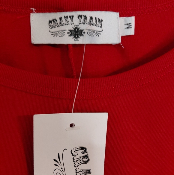 NWT Crazy Train Red Colorblock Southwestern Aztec Western Babydoll Size Medium - Picture 5 of 7
